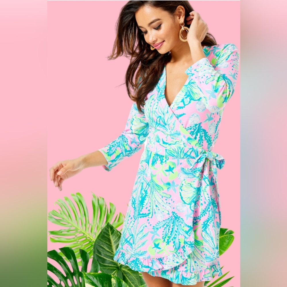 Lilly Pulitzer Pink and Blue Wrap Dress
